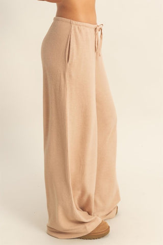 Brushed wide leg pants