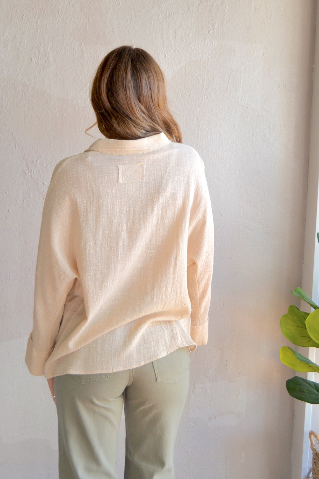 ★★ ★★ Linen blend button down shirt T12F1WS Button-Point Linen Shirt