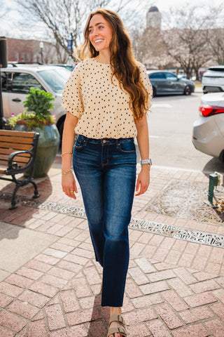 Textured polka dot blouse