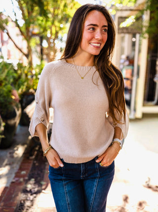 Taupe button detail sweater