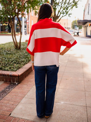 Bold stripe drop shoulder top