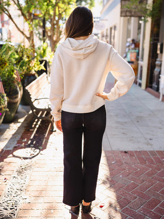 Cream & taupe stripe hoodie