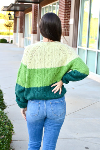 Green multi stripe sweater