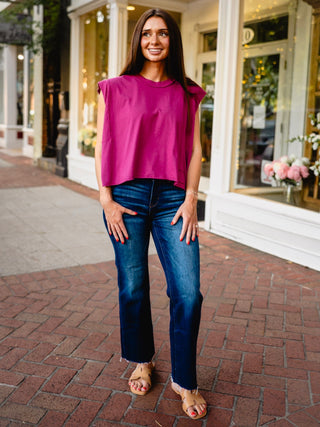 Cotton jersey sleeveless top