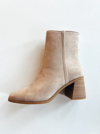 Taupe high ankle bootie