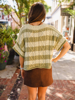 Green & green striped sweater