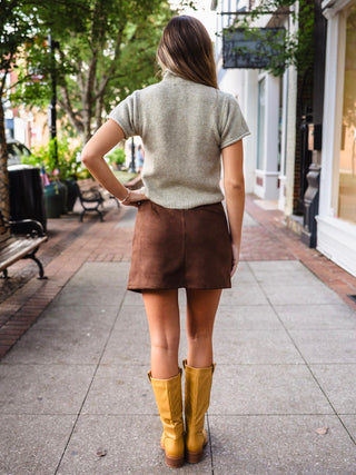 Sage SS mock neck sweater