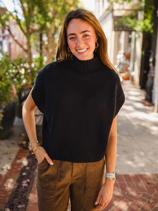 Mock neck drop shoulder sweater