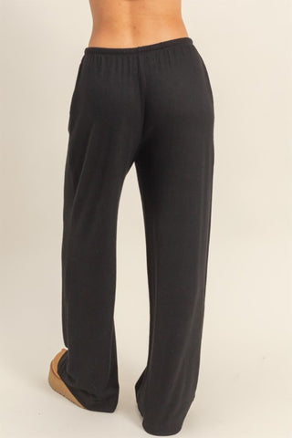 Brushed wide leg pants