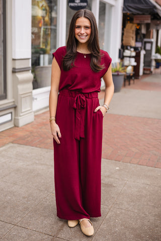 Wine SS jumpsuit