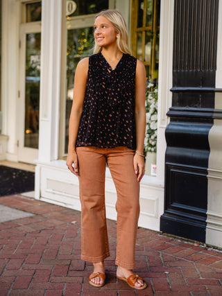 Chiffon dot print bow detail blouse