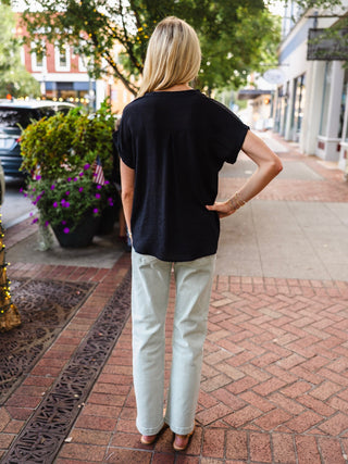 Cap sleeve button down top