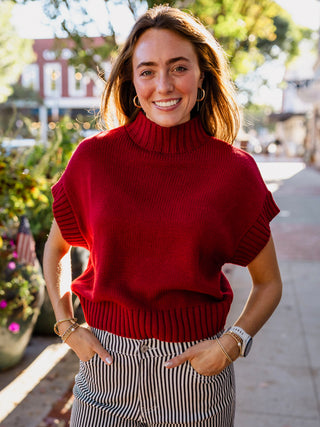 Mock neck drop shoulder sweater