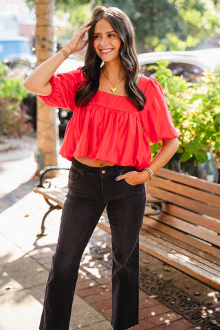 Square neck bubble crop top
