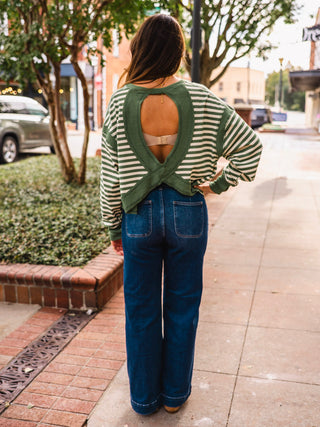 Striped LS open back top