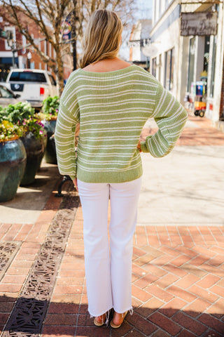 Green & white stripe sweater