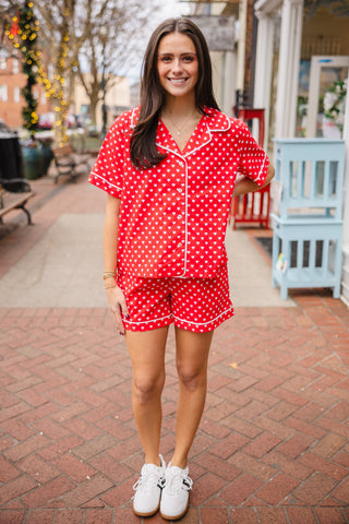 Red heart pajama top