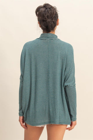 Oversized striped turtleneck top