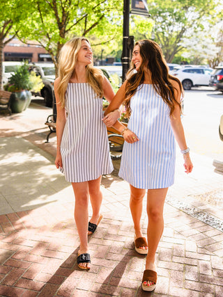 Striped tie back dress