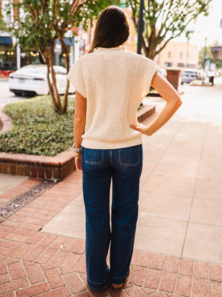 Cream cap sleeve sweater
