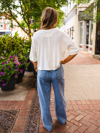 Ivory SS button down cardigan style top