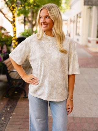 Camo waffle print SS top