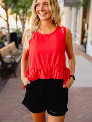 Black linen shorts