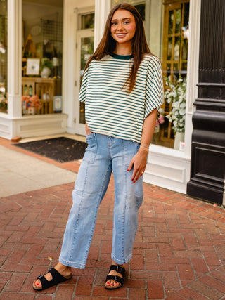 Jade striped SS tee