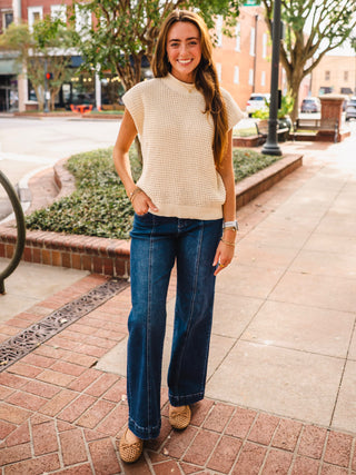Cream cap sleeve sweater