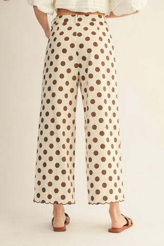 Polka dot scallop trim pants