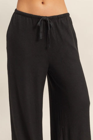 Brushed wide leg pants