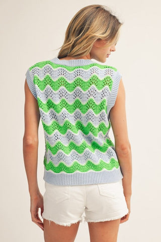 Blue & green wave sweater