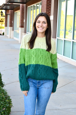 Green multi stripe sweater