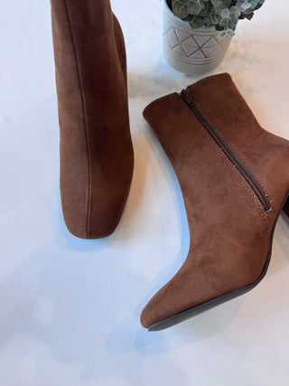 Rust square toe bootie