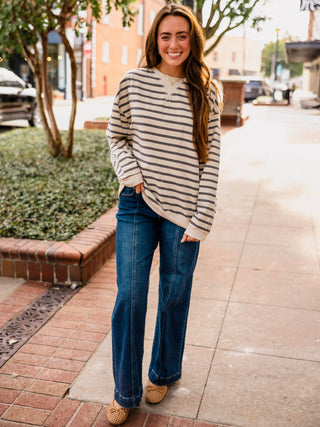 Oversized LS striped pullover