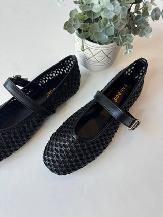 Sheer woven mary jane flats