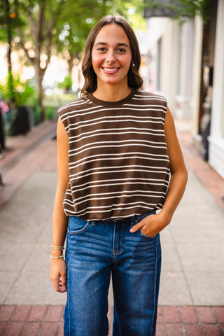 Entro striped bubble hem top