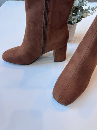 Rust square toe bootie