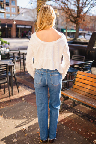 Off white LS peplum top