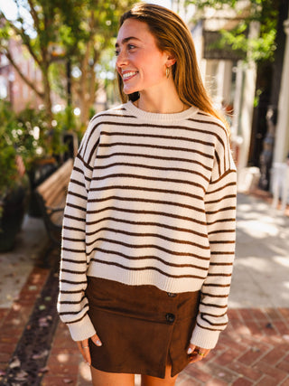 Brown stripe long sleeve sweater