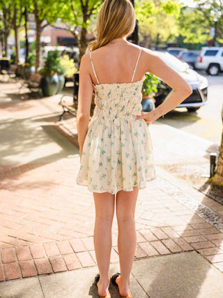 Green floral print dress