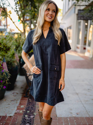 Black mineral washed dress
