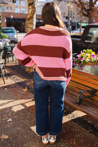 Pink & brown striped sweater