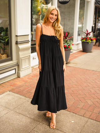 Smocked tiered maxi dress