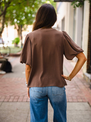 Puff sleeve pintuck detail bouse