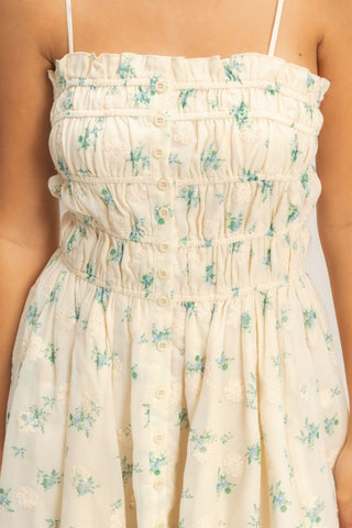 Green floral print dress