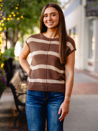 Stripe front seam sweater