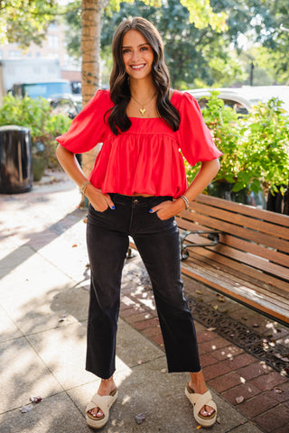Square neck bubble crop top
