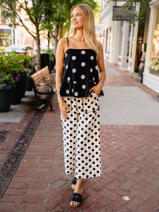 Entro Black polka dot sleeveless top