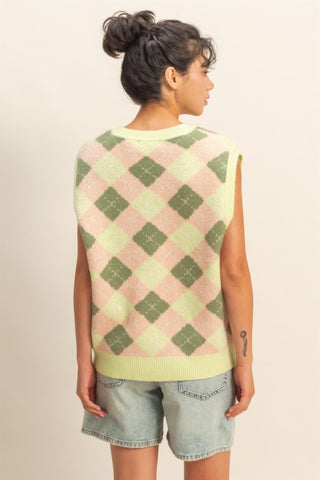 Lime argyle sweater vest